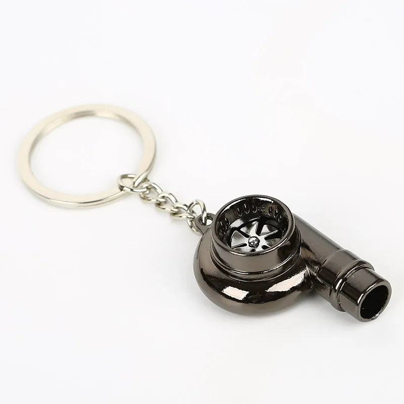 Whistle Sound Turbo Turbine Long Style Metal Keychain Key Chain Ring Keyring Keyfob Pendent Car Auto Part Charger Spinning
