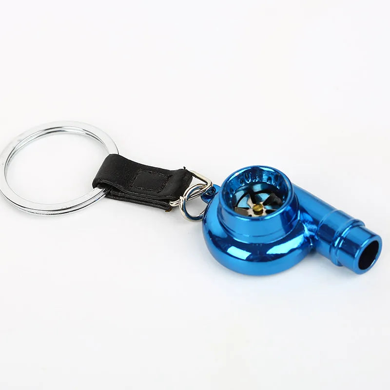 Whistle Sound Turbo Turbine Long Style Metal Keychain Key Chain Ring Keyring Keyfob Pendent Car Auto Part Charger Spinning