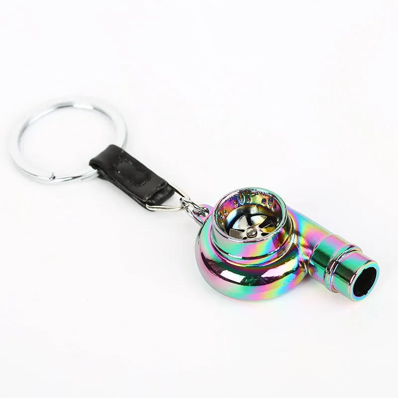 Whistle Sound Turbo Turbine Long Style Metal Keychain Key Chain Ring Keyring Keyfob Pendent Car Auto Part Charger Spinning
