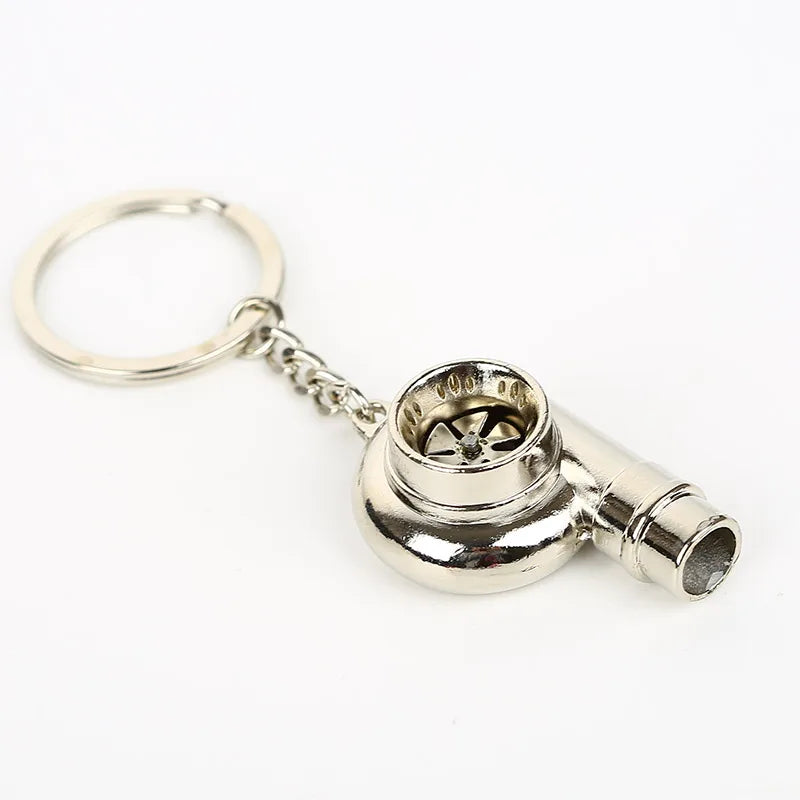 Whistle Sound Turbo Turbine Long Style Metal Keychain Key Chain Ring Keyring Keyfob Pendent Car Auto Part Charger Spinning