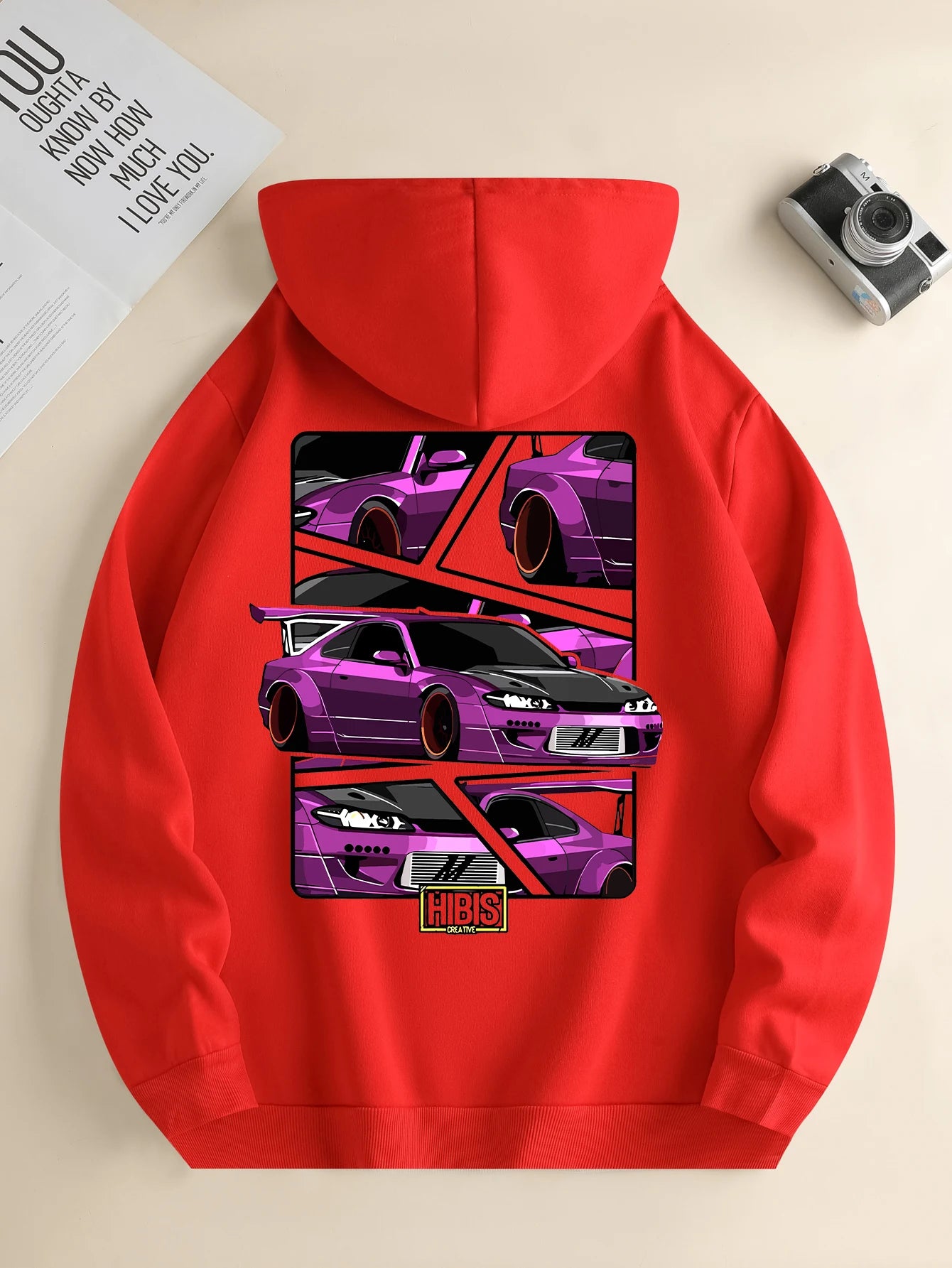 Men'S New Fashion Hoodie, Casual Daily Drawstring Hooded Sweatshirt Car Print, Front Kangaroo Pocket, Men'S Jacket