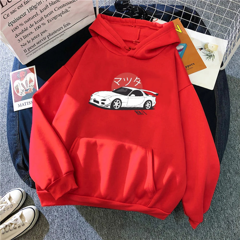 Anime Hoodies Graphic Printed Men Women Fashion Tops Hoodie Streetwear Sweatshirts JDM Automobile Culture Long Sleeve