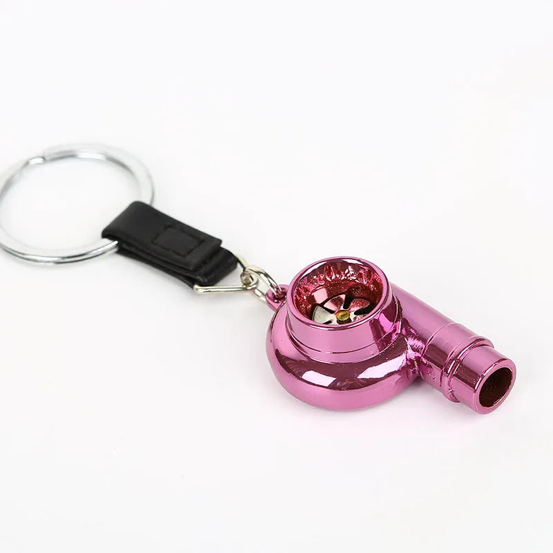 Whistle Sound Turbo Turbine Long Style Metal Keychain Key Chain Ring Keyring Keyfob Pendent Car Auto Part Charger Spinning
