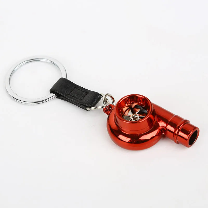 Whistle Sound Turbo Turbine Long Style Metal Keychain Key Chain Ring Keyring Keyfob Pendent Car Auto Part Charger Spinning