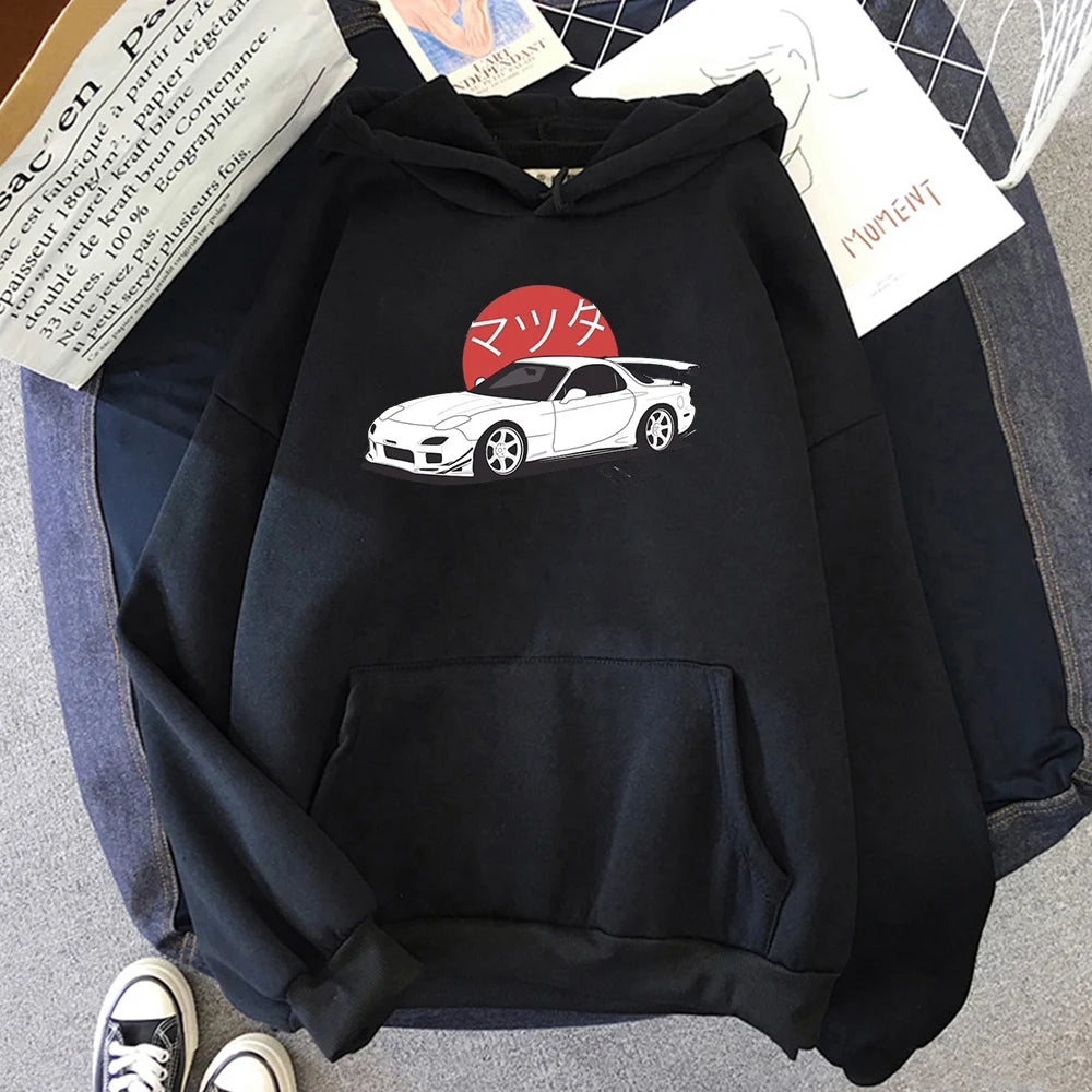 Anime Hoodies Graphic Printed Men Women Fashion Tops Hoodie Streetwear Sweatshirts JDM Automobile Culture Long Sleeve